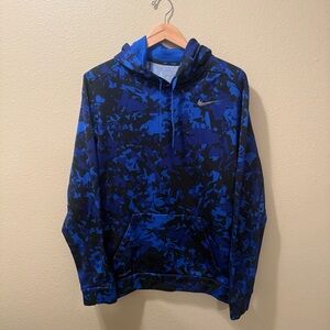 Men’s Large Nike Therma-Fit Blue Black Camo Camouflage Long Sleeve Hoodie